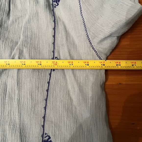 J. Crew Women's Blue Cotton Peasant Boho Tie Blouse Size 2 - Picture 7 of 7